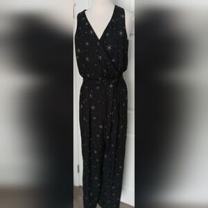 STAR WARS Galaxy Print Jumpsuit. Size MED. Lined W/ Snap Button Closure & Belt.